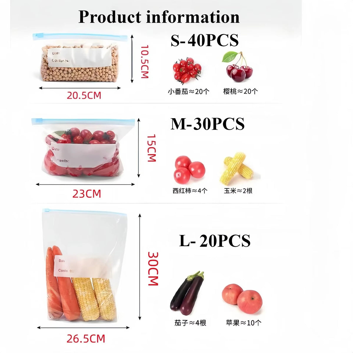Sac De Congélation En Plastique Réutilisable À Fermeture Éclair, Sac À Fermeture Éclair Debout, Sac De Congélation À Fermeture Éclair Pour Fruits Et Légumes, Stockage Des Aliments Dans La Cuisine, 45 Pièces